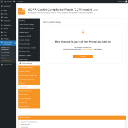 Page screenshot: GDPR Cookie Compliance → 
				Geo Location			