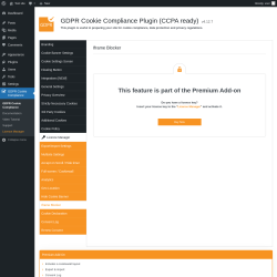 Page screenshot: GDPR Cookie Compliance → 
				Iframe Blocker			