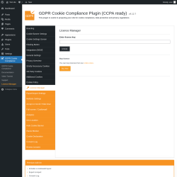 Page screenshot: GDPR Cookie Compliance → Licence Manager