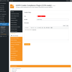 Page screenshot: GDPR Cookie Compliance → 
				Cookie Policy			