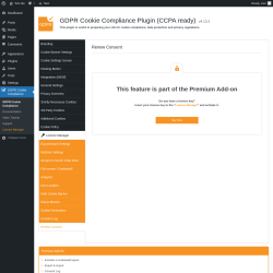 Page screenshot: GDPR Cookie Compliance → 
				Renew Consent			