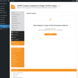 Page screenshot: GDPR Cookie Compliance → 
				Multisite Settings			