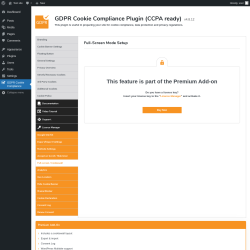 Page screenshot: GDPR Cookie Compliance → 
				Full-screen / Cookiewall			