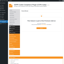 Page screenshot: GDPR Cookie Compliance → 
				Iframe Blocker			