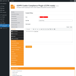 Page screenshot: GDPR Cookie Compliance → 
				Cookie Policy			