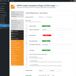 Page screenshot: GDPR Cookie Compliance → 
				General Settings			