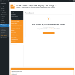 Page screenshot: GDPR Cookie Compliance → 
				Renew Consent			