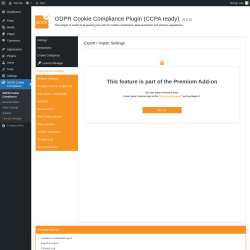 Page screenshot: GDPR Cookie Compliance &rarr; 
				Export/Import Settings			