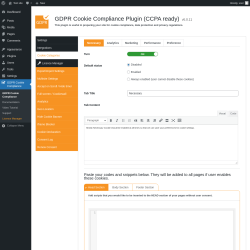Page screenshot: GDPR Cookie Compliance &rarr; 
				Cookie Categories			