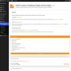 Page screenshot: GDPR Cookie Compliance &rarr; Support