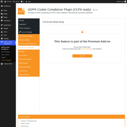 Page screenshot: GDPR Cookie Compliance &rarr; 
				Full-screen / Cookiewall			