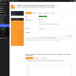 Page screenshot: GDPR Cookie Compliance &rarr; 
				Cookie Categories			