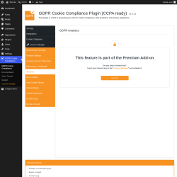 Page screenshot: GDPR Cookie Compliance &rarr; 
				Analytics			