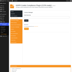 Page screenshot: GDPR Cookie Compliance &rarr; Licence Manager