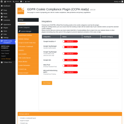 Page screenshot: GDPR Cookie Compliance &rarr; 
				Integrations			