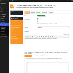 Page screenshot: GDPR Cookie Compliance &rarr; 
				Cookie Categories			