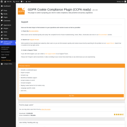 Page screenshot: GDPR Cookie Compliance &rarr; Support