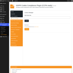 Page screenshot: GDPR Cookie Compliance &rarr; Licence Manager