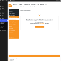 Page screenshot: GDPR Cookie Compliance &rarr; 
				Export/Import Settings			