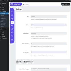 Page screenshot: GeekyBot → Settings