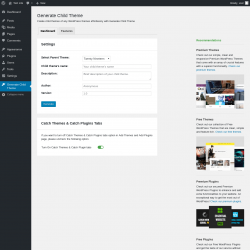 Page screenshot: Generate Child Theme