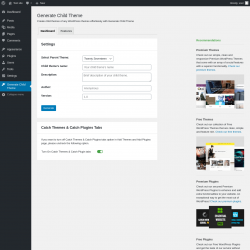 Page screenshot: Generate Child Theme