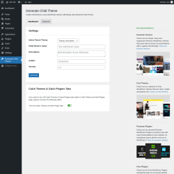 Page screenshot: Generate Child Theme