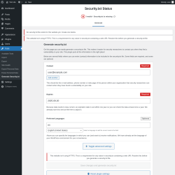 Page screenshot: Tools &rarr; Generate Security.txt