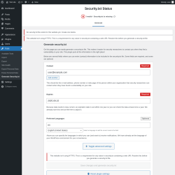 Page screenshot: Tools &rarr; Generate Security.txt