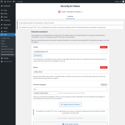 Page screenshot: Tools &rarr; Generate Security.txt
