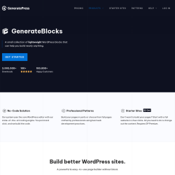 Page screenshot: GenerateBlocks → Upgrade