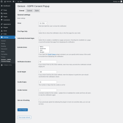 Page screenshot: Settings &rarr; Genium &ndash; GDPR Consent Popup