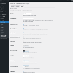 Page screenshot: Settings &rarr; Genium &ndash; GDPR Consent Popup &rarr; Styles