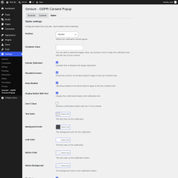 Page screenshot: Settings &rarr; Genium &ndash; GDPR Consent Popup &rarr; Styles