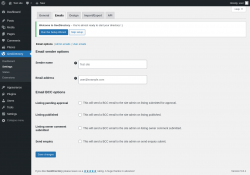 Page screenshot: GeoDirectory → Settings → Emails