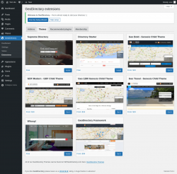 Page screenshot: GeoDirectory → Extensions → Themes
