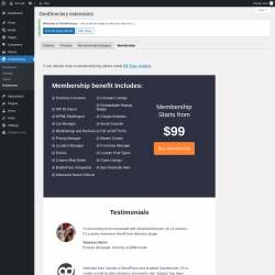 Page screenshot: GeoDirectory → Extensions → Membership