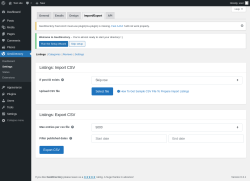 Page screenshot: GeoDirectory → Settings → Import/Export