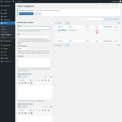 Page screenshot: Places → Place Categories