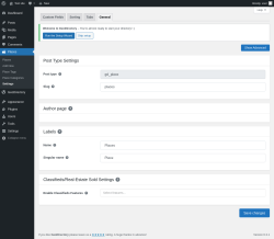 Page screenshot: Places → Settings → General