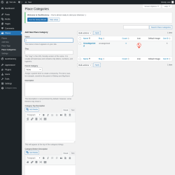 Page screenshot: Places → Place Categories