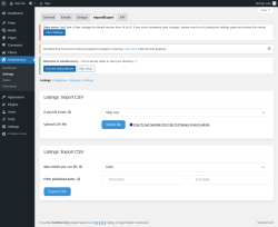 Page screenshot: GeoDirectory → Settings → Import/Export