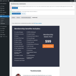 Page screenshot: GeoDirectory → Extensions → Membership