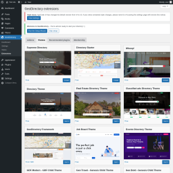 Page screenshot: GeoDirectory → Extensions → Themes