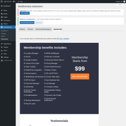 Page screenshot: GeoDirectory → Extensions → Membership