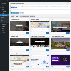 Page screenshot: GeoDirectory → Extensions → Themes