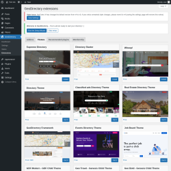 Page screenshot: GeoDirectory → Extensions → Themes