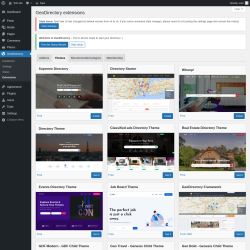Page screenshot: GeoDirectory → Extensions → Themes