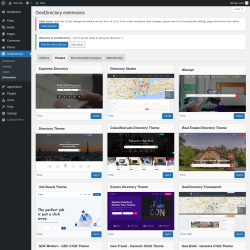 Page screenshot: GeoDirectory → Extensions → Themes