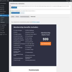 Page screenshot: GeoDirectory → Extensions → Membership